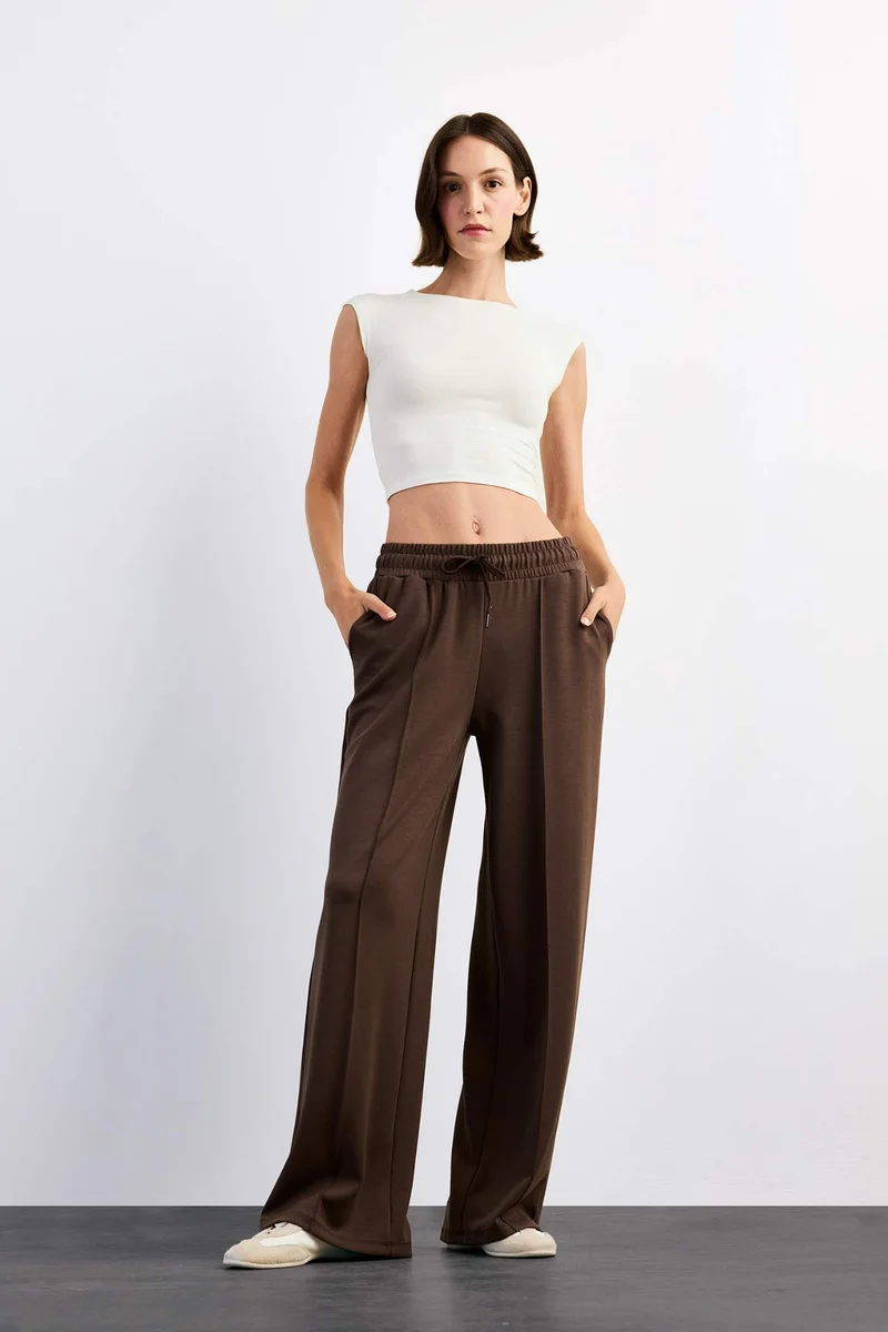 ديفاكتو Relax Fit Regular Waist Straight Leg Modal Trousers