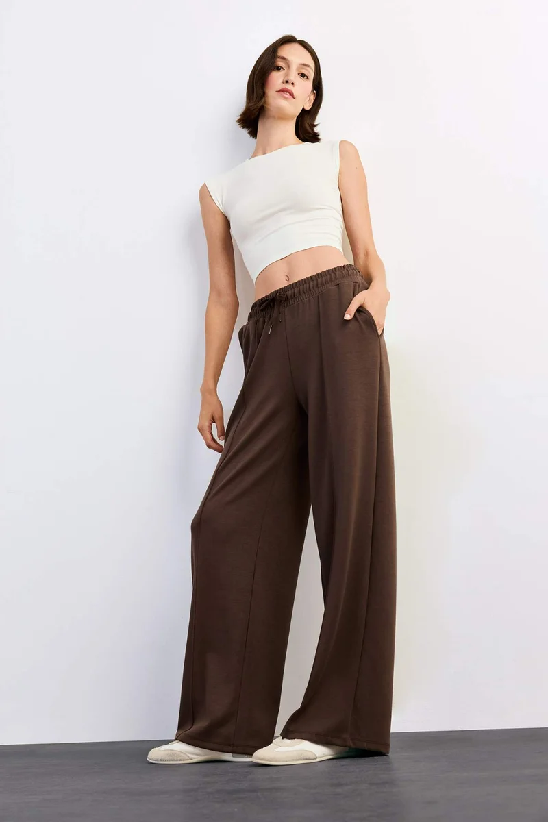 ديفاكتو Relax Fit Regular Waist Straight Leg Modal Trousers