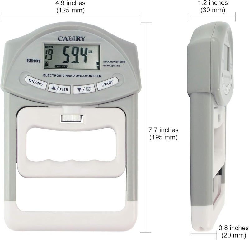 Camry 90kg 90 Kgs Digital Hand Dynamometer Grip Strength Measurement Metre Auto Capturing Hand Grip Power - Image 2