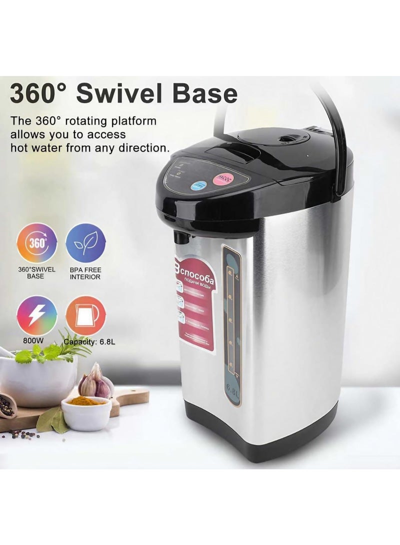 غلاية مياه ثيرمو بوت، موزع مياه، غلاية مياه كهربائية من الفولاذ المقاوم للصدأ 304، تسخين سريع 800 واط، موفرة للطاقة، سعة 6.8 لتر، إيقاف تشغيل تلقائي - Image 3