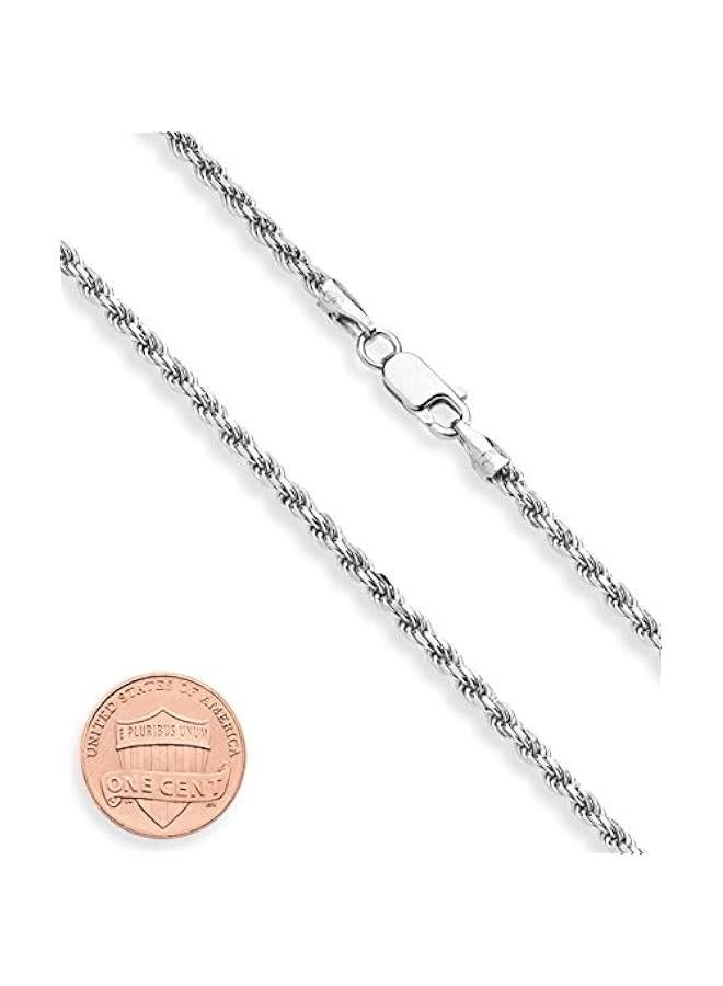 Arabest Solid 925 Sterling Silver Italian 2mm, 3mm Diamond-Cut Braided Rope Chain Necklace for Men Women Made in Italy - Image 2