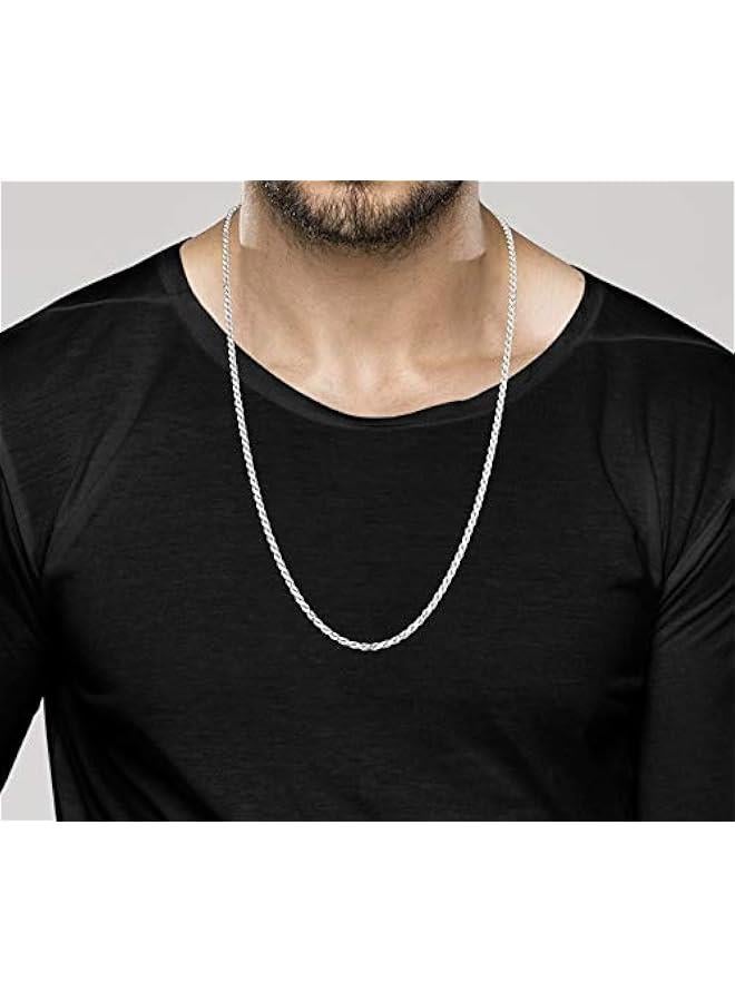 Arabest Solid 925 Sterling Silver Italian 2mm, 3mm Diamond-Cut Braided Rope Chain Necklace for Men Women Made in Italy - Image 3