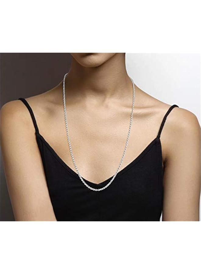 Arabest Solid 925 Sterling Silver Italian 2mm, 3mm Diamond-Cut Braided Rope Chain Necklace for Men Women Made in Italy - Image 4