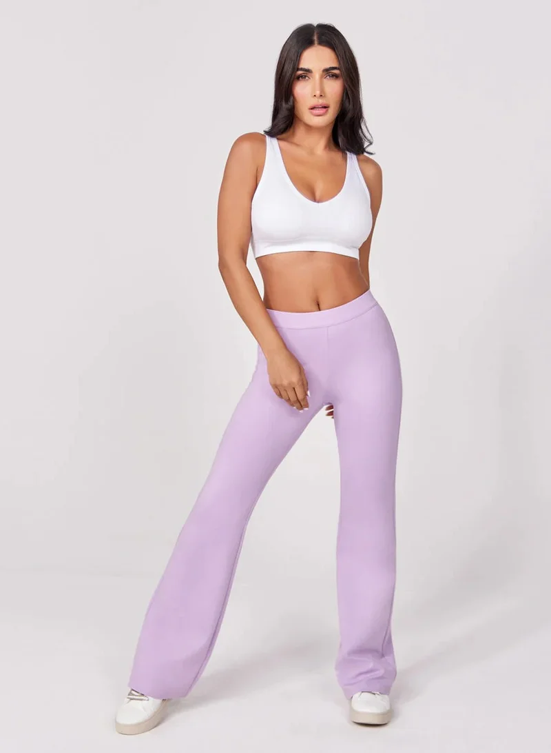 Zigzag  Ponte Flared Light Purple Pant for Women | Best Price UAE