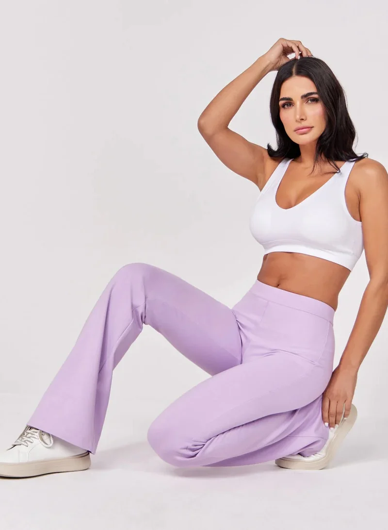 Zigzag Ponte Flared Light Purple Pant