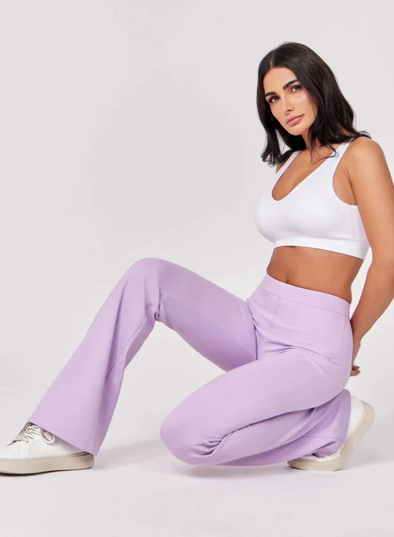 Zigzag Ponte Flared Light Purple Pant