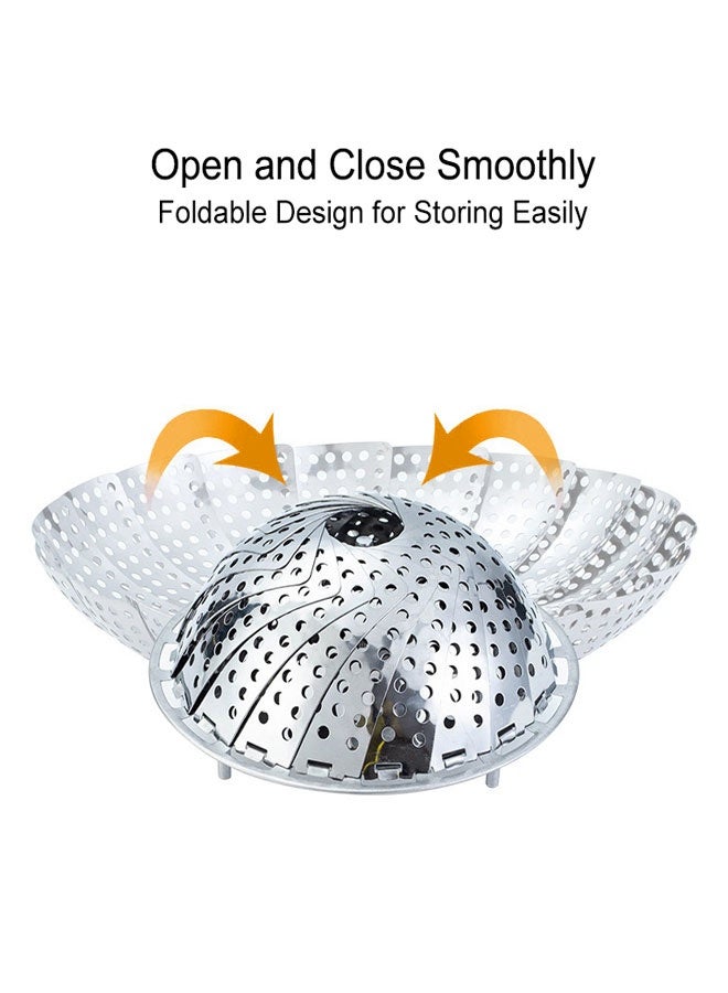 HOOTO Vegetable Steamer Basket, Stainless Steel Veggie Steamer Basket, Folding Expandable Steamers to Fits Various Size Pot Large (17.5cm-27cm) ﻿ - Image 3