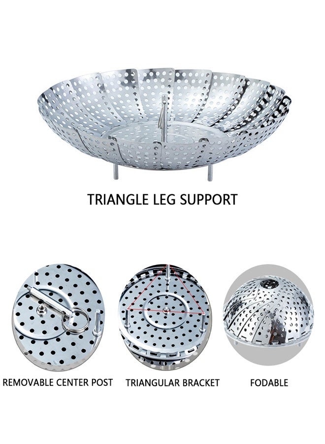 HOOTO Vegetable Steamer Basket, Stainless Steel Veggie Steamer Basket, Folding Expandable Steamers to Fits Various Size Pot Large (17.5cm-27cm) ﻿ - Image 4
