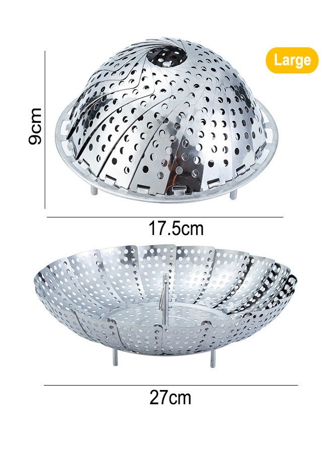 HOOTO Vegetable Steamer Basket, Stainless Steel Veggie Steamer Basket, Folding Expandable Steamers to Fits Various Size Pot Large (17.5cm-27cm) ﻿ - Image 2