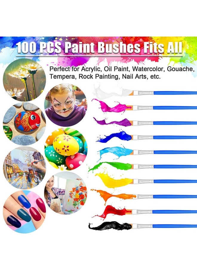 anezus 100Pcs Small Paint Brushes Bulk Anezus Flat Top Acrylic Classroom Brush For Kids Mini Paint Brushes For Touch Up Crafts Detail Painting  - Image 2