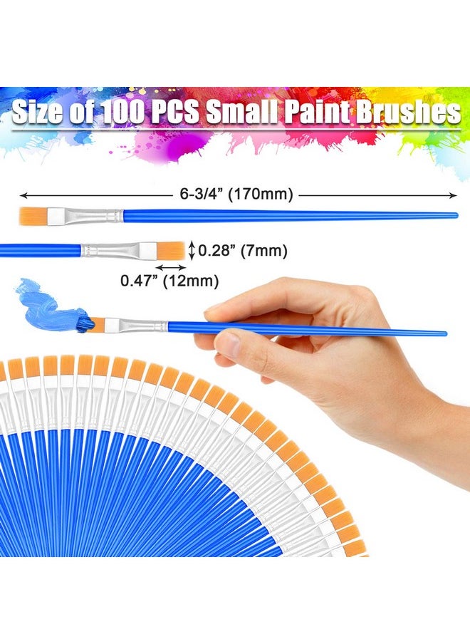 anezus 100Pcs Small Paint Brushes Bulk Anezus Flat Top Acrylic Classroom Brush For Kids Mini Paint Brushes For Touch Up Crafts Detail Painting  - Image 3