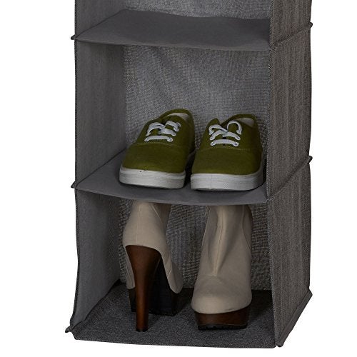 Household Essentials 6-Shelf Linen Hanging Closet Organizer, Gray - Image 2