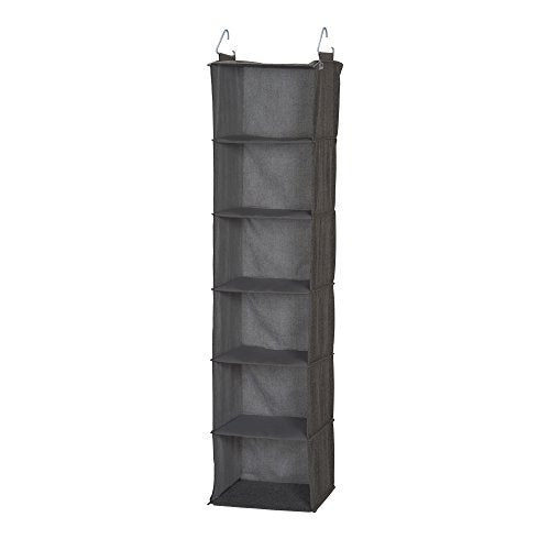 Household Essentials 6-Shelf Linen Hanging Closet Organizer, Gray - Image 1