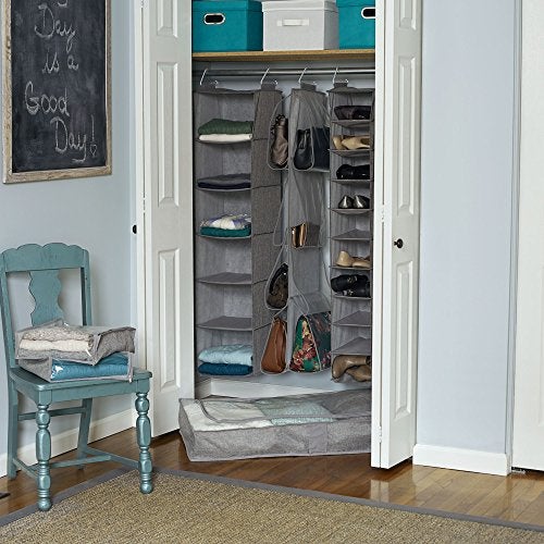 Household Essentials 6-Shelf Linen Hanging Closet Organizer, Gray - Image 5