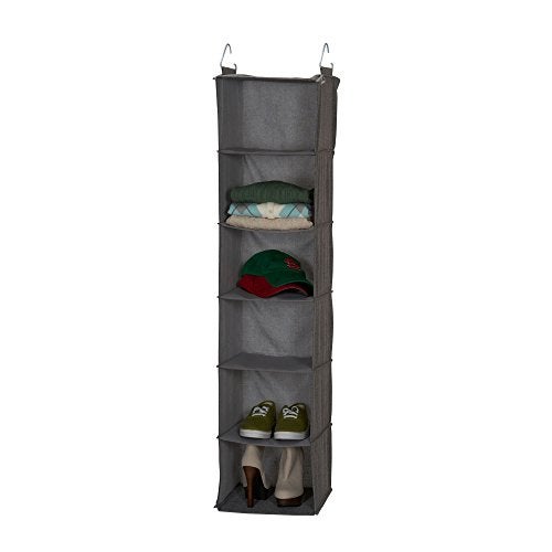 Household Essentials 6-Shelf Linen Hanging Closet Organizer, Gray - Image 3