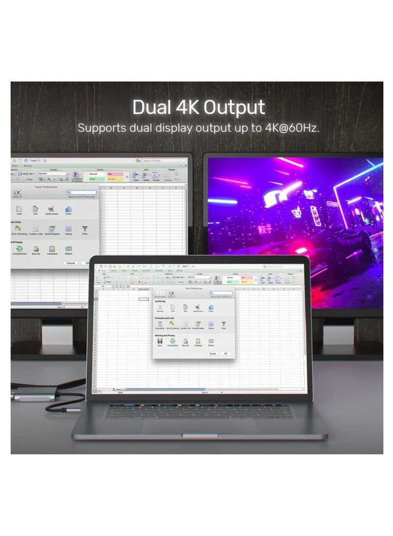 UNITEK USB-C to Dual HDMI 4K Adapter – Ultra HD 4K Display Output for Laptops, Tablets, and Smartphones with USB-C Ports, Supports Simultaneous Dual Monitor Setup and High-Speed Transmission - Image 3