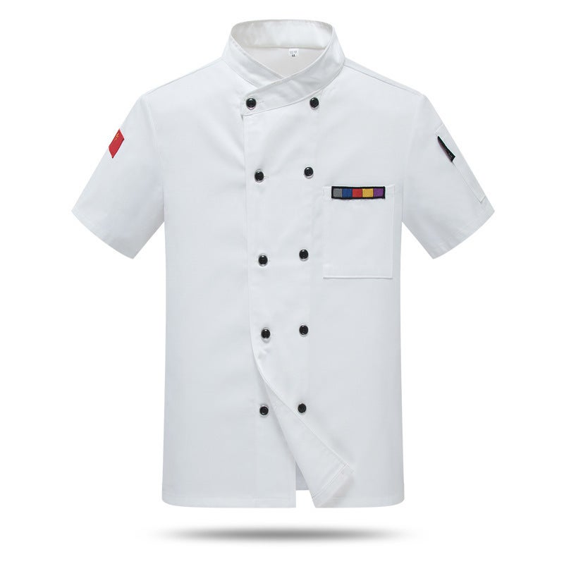 Novel Ding Heng Chef Clothes Short-sleeved Mens and Womens Hotel Restaurant Work Clothes Summer Clothes Cake Room Western Restaurant Kitchen Work Clothes White 
