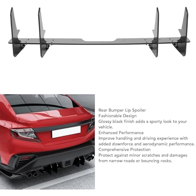 Eujgoov Sporty Look Glossy Black Rear Bumper Lip Spoiler with Body Kit Diffuser for STI 2022 and Later,Protects the Rear Bumper From Scratches - Image 2