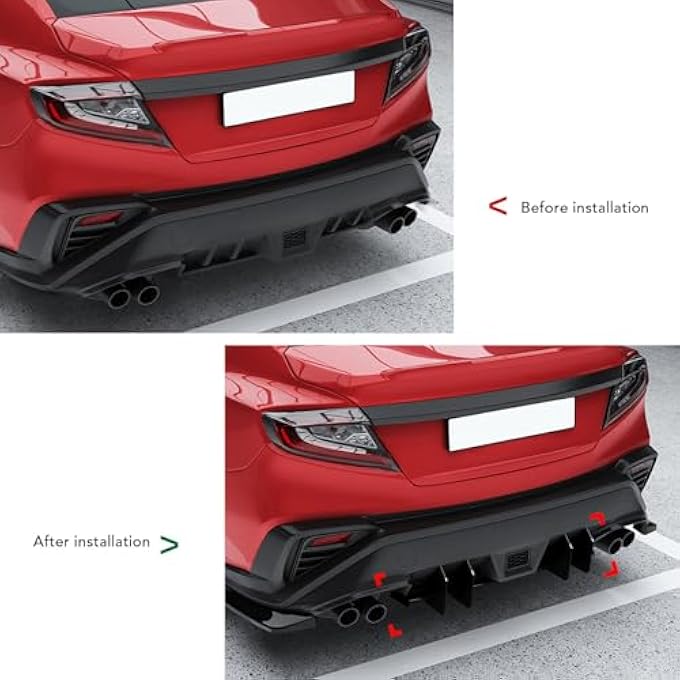 Eujgoov Sporty Look Glossy Black Rear Bumper Lip Spoiler with Body Kit Diffuser for STI 2022 and Later,Protects the Rear Bumper From Scratches - Image 3