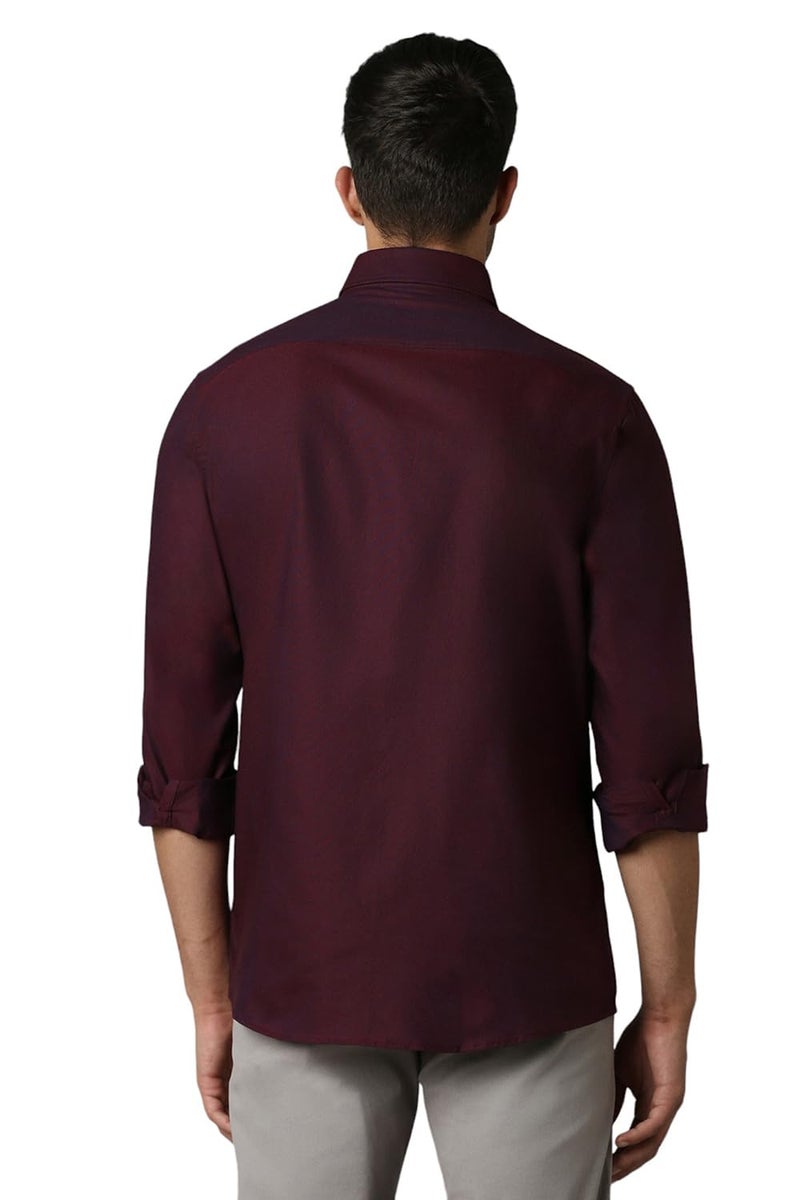 LOUIS PHILIPPE قميص لويس فيليب القطني للرجال بتصميم ضيق (Lysfcslpm88253_نبيذي,39) - Image 3