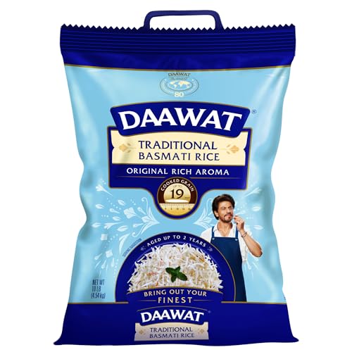 Daawat Traditional Basmati White Rice  Authentic Extra Long Grain Basmati Rice  10 lb Bag  Great for Curries Pilafs  Indian Recipes  Cook in Microwave or on Stove Top - Image 1