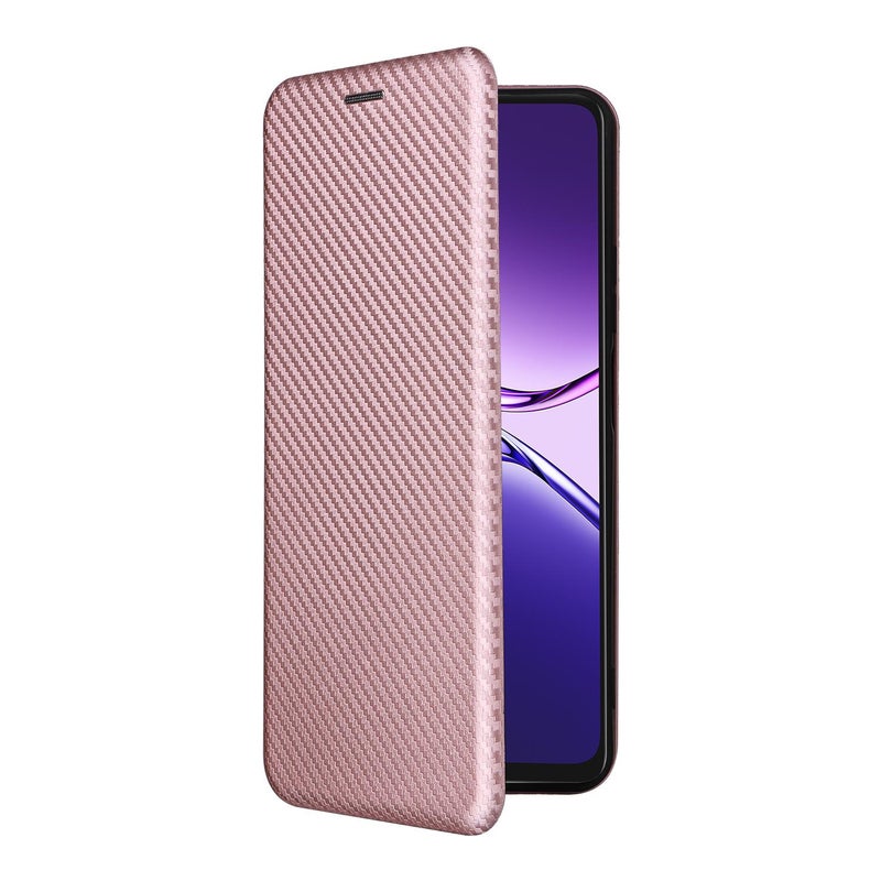 BURAQ Case Cover For OPPO A5 Pro 5G Global Carbon Fiber Texture Flip Leather Phone Case(Pink) - Image 2