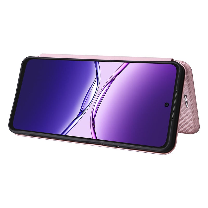 BURAQ Case Cover For OPPO A5 Pro 5G Global Carbon Fiber Texture Flip Leather Phone Case(Pink) - Image 5