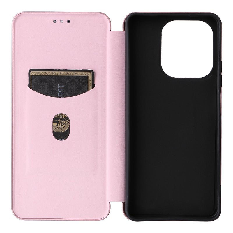 BURAQ Case Cover For OPPO A5 Pro 5G Global Carbon Fiber Texture Flip Leather Phone Case(Pink) - Image 4