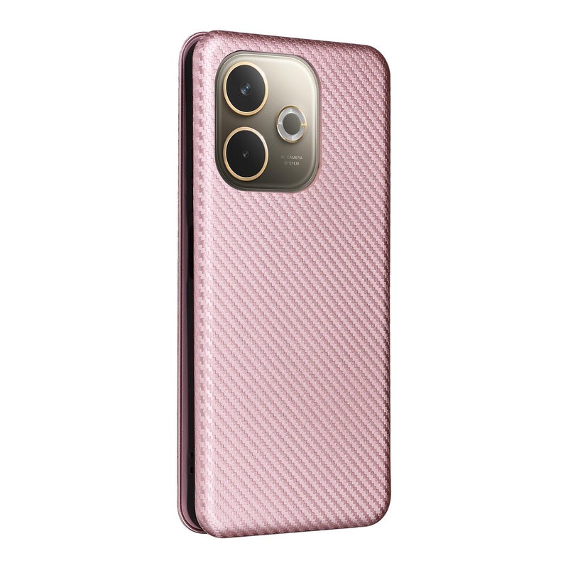 BURAQ Case Cover For OPPO A5 Pro 5G Global Carbon Fiber Texture Flip Leather Phone Case(Pink) - Image 3