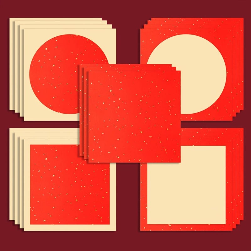 5 قطع من ورق الأرز الأحمر الدائم السميك والمزين بلمسات ذهبية، مناسب لكتابة قصائد عيد الربيع، والرسم التقليدي، وزينة رأس السنة الجديدة. - Image 5