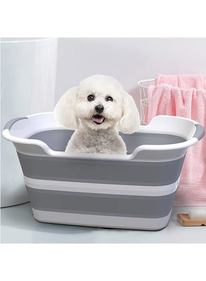 ddLUCK Multi-Functional Collapsible Dog Bathtub with Drainage Hole, Portable Foldable Small Pets Bathtub, Washing Tub Bathing Tub for Puppy Small Dogs Cats (Gray) - Image 5