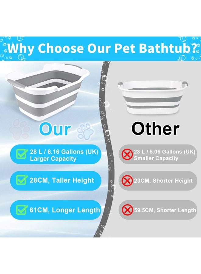 ddLUCK Multi-Functional Collapsible Dog Bathtub with Drainage Hole, Portable Foldable Small Pets Bathtub, Washing Tub Bathing Tub for Puppy Small Dogs Cats (Gray) - Image 2