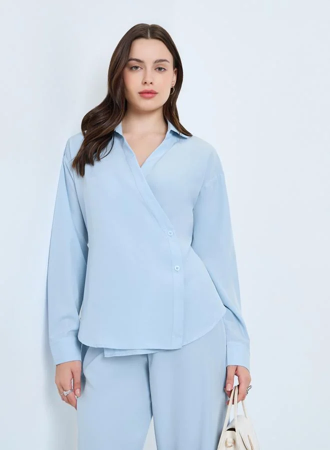 ستايلي طقم منسق من قميص بتصميم ملفوف وبنطال