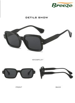 Breeze Fashion Leisure Sunglasses for men and women Eye UV protection  Square frames Black eyewear  - Image 2
