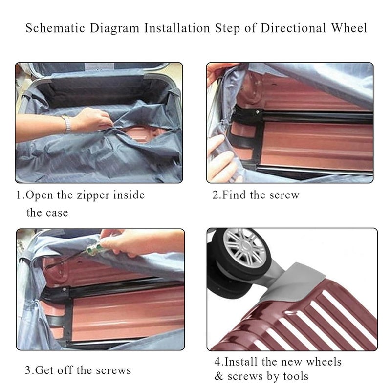 Universal Luggage Replacement Wheels 2pcs 2 2Inch Heavy Duty Poly Plastic Castor - Image 3