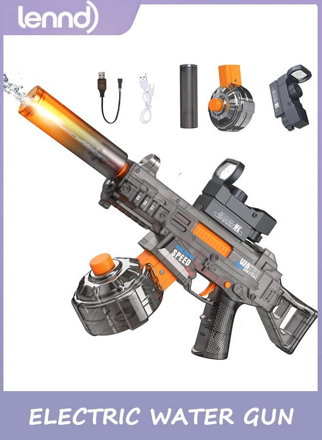 LENND Automatic Electric Water Gun with LED Effects, Auto Water Suction Powerful Squirt Guns Pistol for Adults Kids, Auto Water Blaster Pistol Outdoor Summer Toys for Pool Beach Party (Grey) - Image 1
