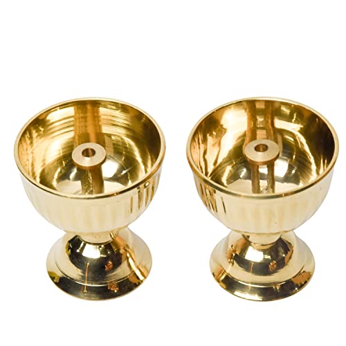 Bhimonee Decor | Brass Diya 2.1 Inches | Pack of 2 | Made in India | Ideal Return Gifts for Pooja | Traditional Diya for Pooja | Essential Pooja Items for Pooja Room - Image 3