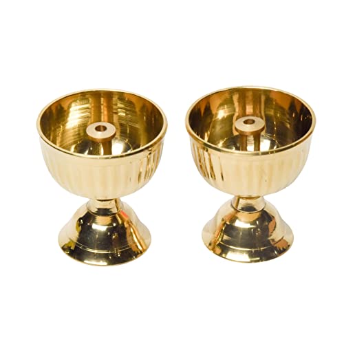 Bhimonee Decor | Brass Diya 2.1 Inches | Pack of 2 | Made in India | Ideal Return Gifts for Pooja | Traditional Diya for Pooja | Essential Pooja Items for Pooja Room - Image 1