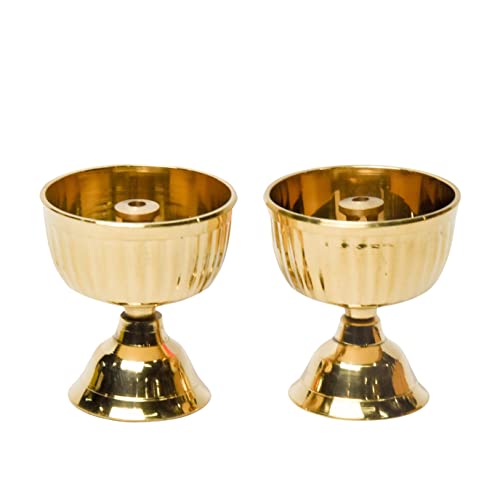 Bhimonee Decor | Brass Diya 2.1 Inches | Pack of 2 | Made in India | Ideal Return Gifts for Pooja | Traditional Diya for Pooja | Essential Pooja Items for Pooja Room - Image 2