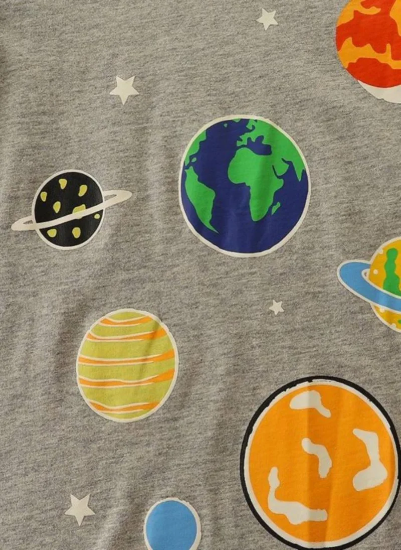 YUNIQEE Grey Conversational Printed Round Neck T-shirt