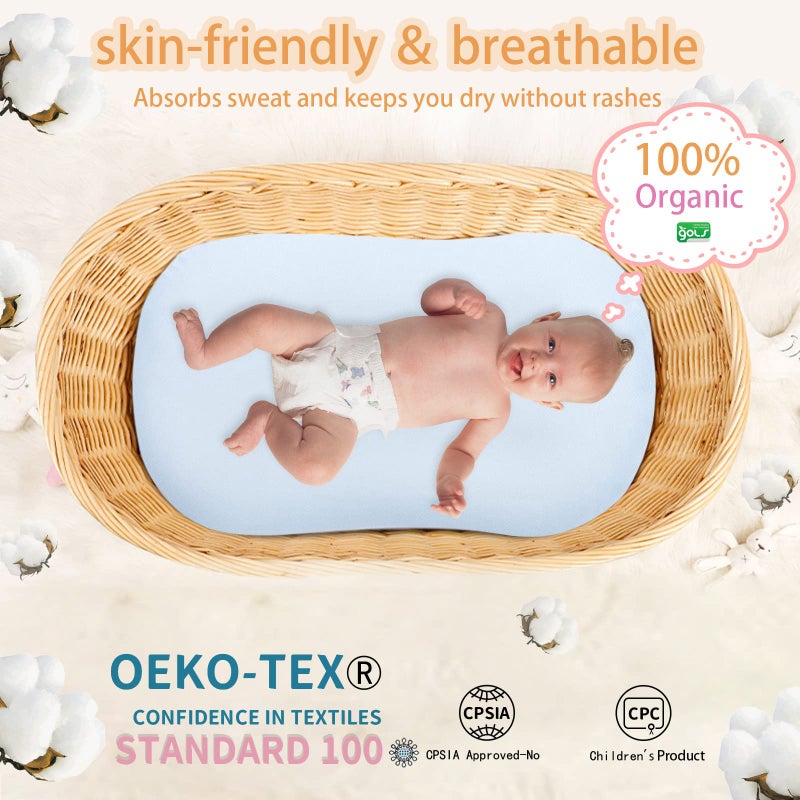 Pucmaoci Organic Waterproof Baby Lounger Covers 2 Pack| GOTS Certified 100% Cotton| Removable Cover with Waterproof Liner | Machine Washable and Dry (Cover only)ï¼ˆBlue & Green) - Image 3