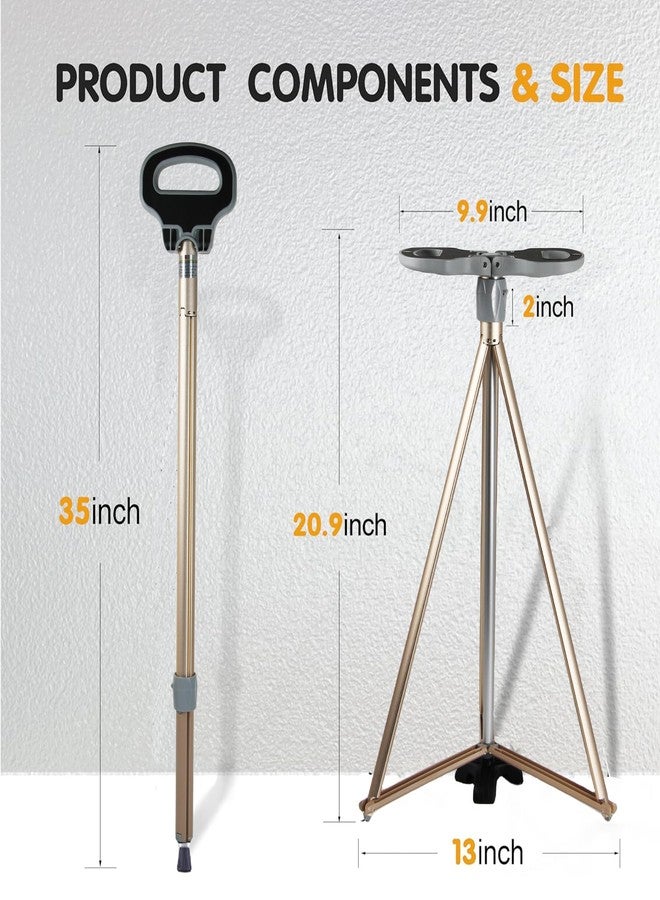 ALEVMOOM Cane with Seat 2-in-1 Portable Walking Stick with Seat for Men & Women Folding Lightweight Sturdy Tripod Cane Foldable Stool Mobility Aid Crutch Chair with Travel Bag for Elderly, Seniors & Handicap - Image 3