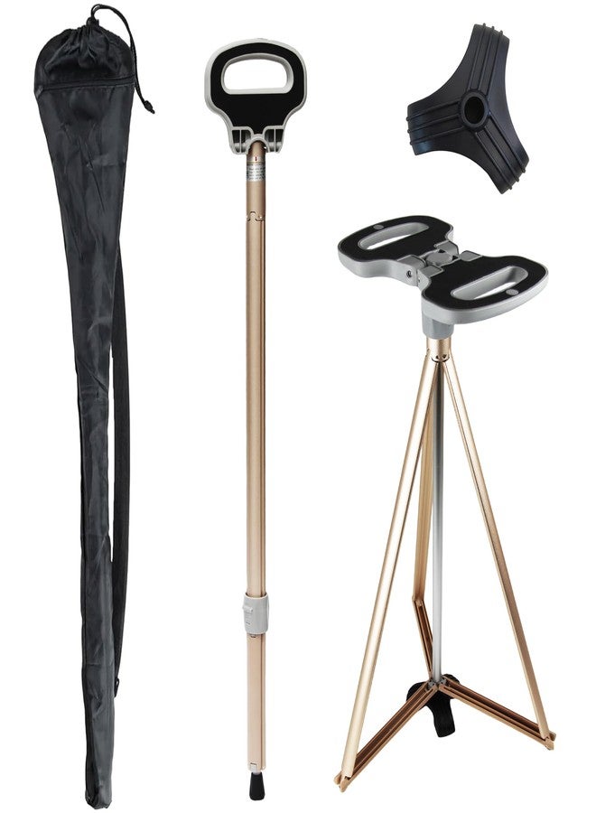 ALEVMOOM Cane with Seat 2-in-1 Portable Walking Stick with Seat for Men & Women Folding Lightweight Sturdy Tripod Cane Foldable Stool Mobility Aid Crutch Chair with Travel Bag for Elderly, Seniors & Handicap - Image 1