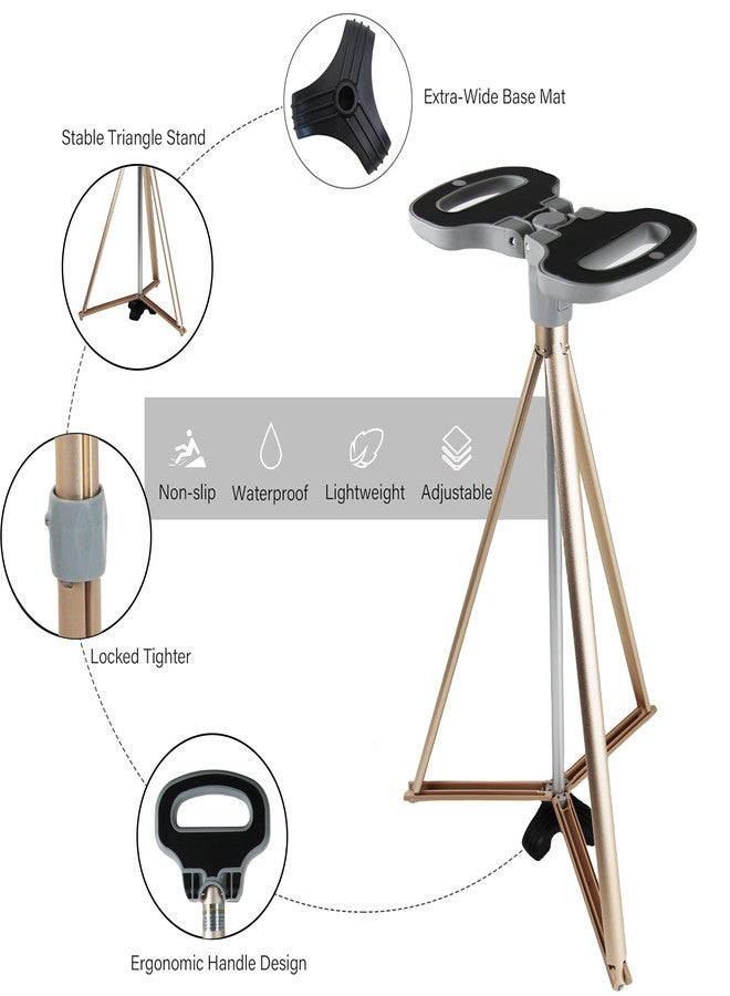 ALEVMOOM Cane with Seat 2-in-1 Portable Walking Stick with Seat for Men & Women Folding Lightweight Sturdy Tripod Cane Foldable Stool Mobility Aid Crutch Chair with Travel Bag for Elderly, Seniors & Handicap - Image 2