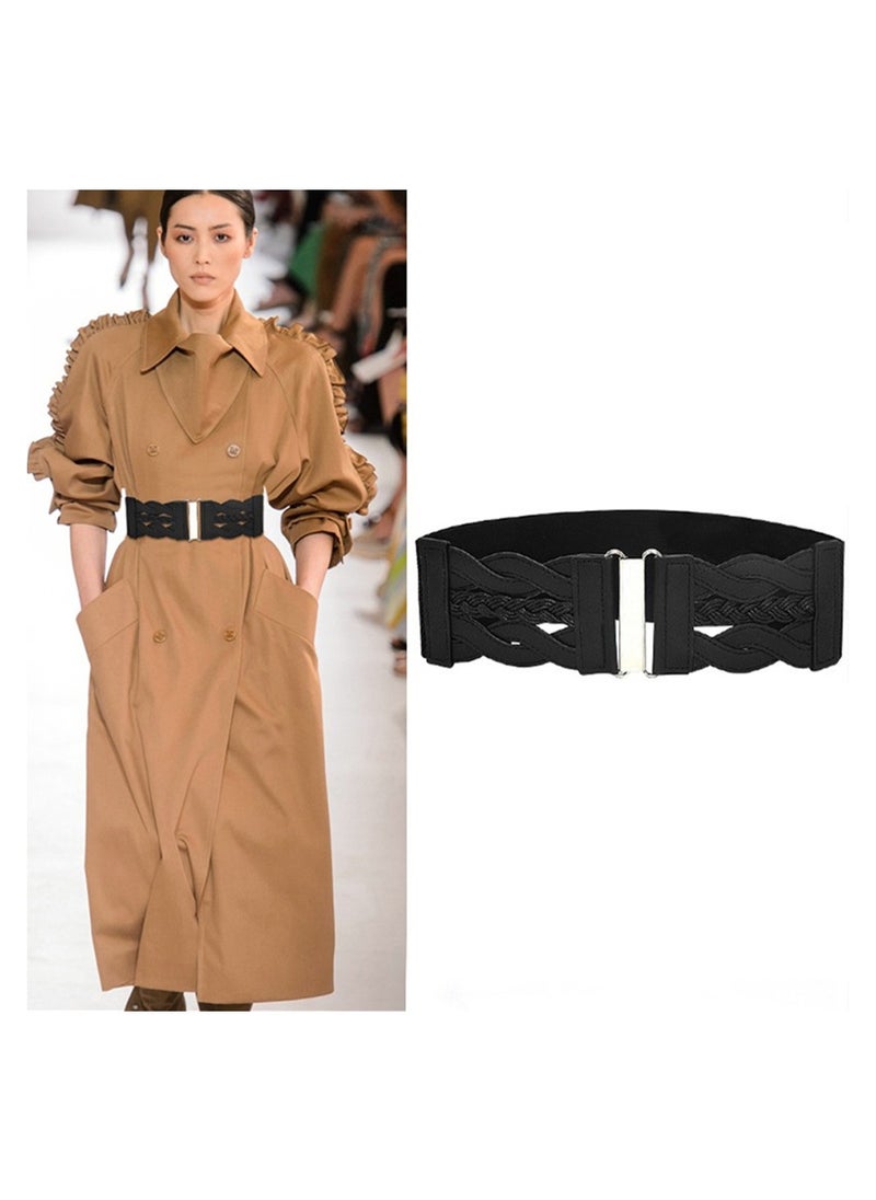 SYOSI - 2 Pieces Women's Waist Belt Wide Elastic Retro Belt Stretchy Wide Waist Belt Cinch Retro Buckle Belt - Image 1