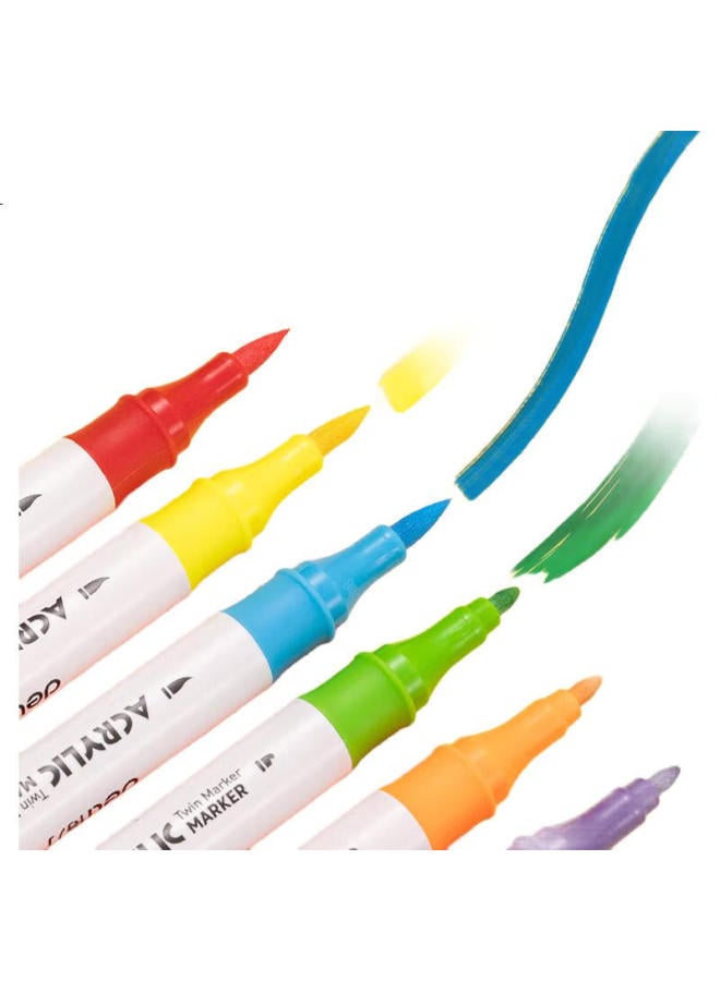 Deli 48-Color Dual-Tip Acrylic Markers, Graffiti Acrylic Pens, Drawing Pens, Paint Pens, Diy Painting Brushes, Boxed, Children'S Birthday Gift, Hm924-48, Back-To Gift For Students - Image 1