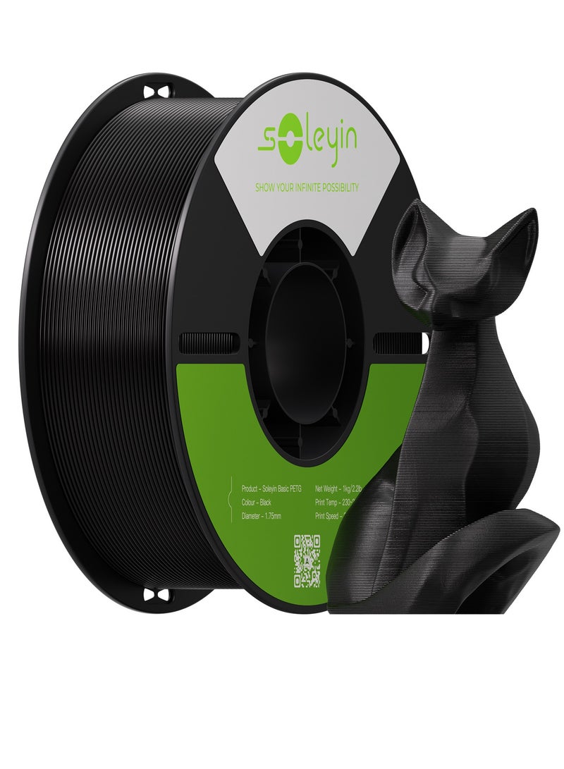 Creality 3D 3D Printer Filament, 1.75mm Soleyin Basic PETG Filament fot 3D Printing, High-Speed Filaments , Fit Most FDM 3D Printer, Soleyin by Creality Filament, PETG Black black - Image 1