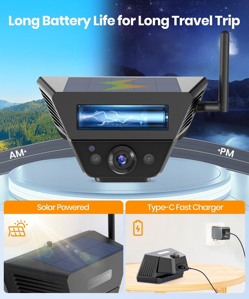 AUTO-VOX Solar Camera Wireless for RV & Trailers - 7.2" HD 1080P Monitor with Dual Camera System - Image 3