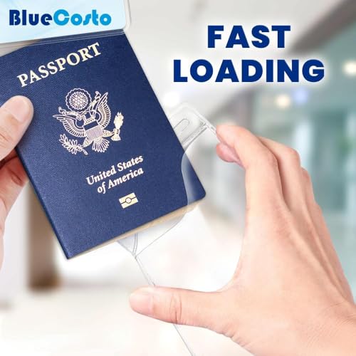 BlueCosto - Vertical Passport & Card Holder - 4x6 Inch, 10 Pack - Zipperless Clear ID Badge Protector for Travel, Work & Events - Heavy-Duty Name Badge Sleeves for Credentials & Vaccination Cards - Image 4