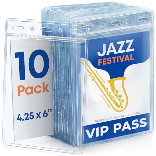 BlueCosto - Vertical Passport & Card Holder - 4x6 Inch, 10 Pack - Zipperless Clear ID Badge Protector for Travel, Work & Events - Heavy-Duty Name Badge Sleeves for Credentials & Vaccination Cards - Image 1